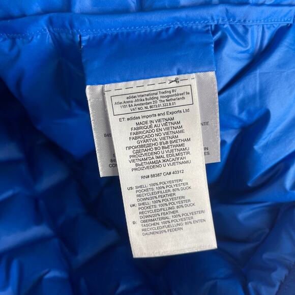 Adidas Terrex Blue Lite Down Hooded Puffer Jacket Packable Men's Medium SAMPLE - Picture 7 of 15